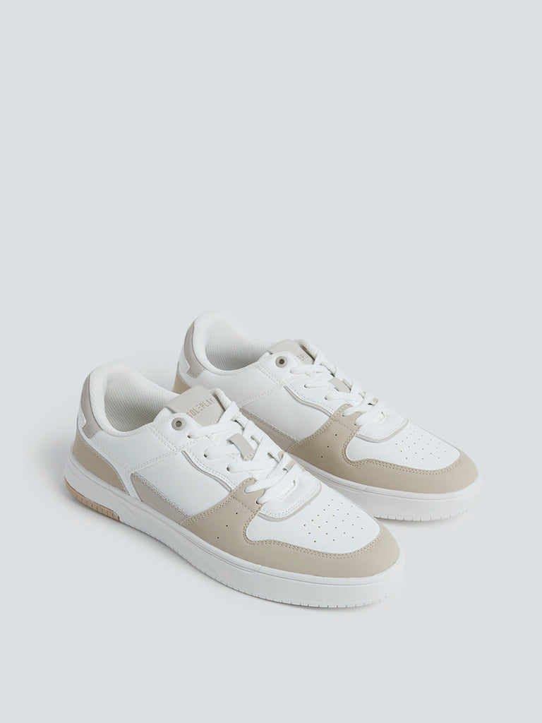 SOLEPLAY White Colour-Blocked Lace-Up Sneakers